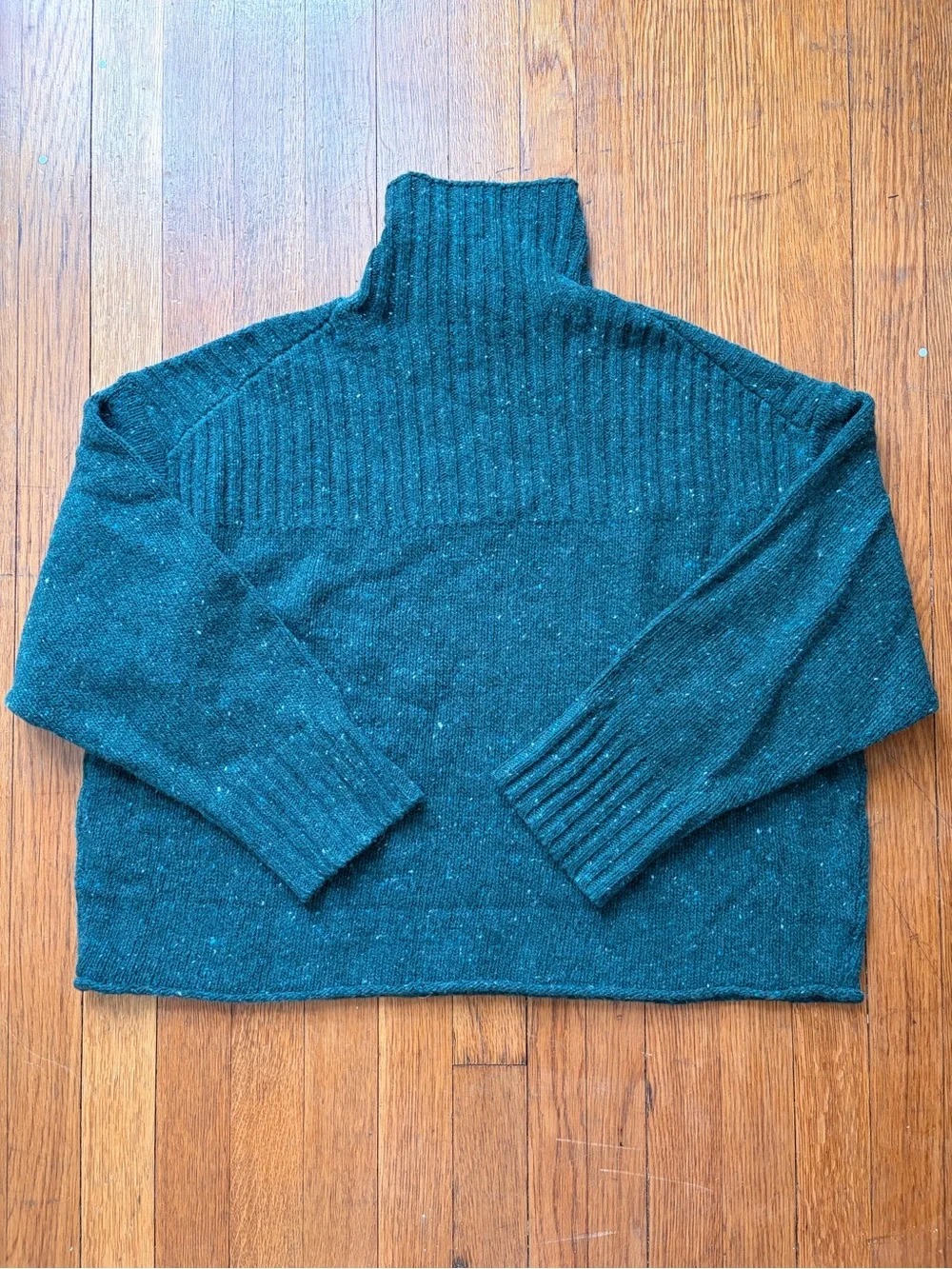 J.Crew ribbed turtleneck sweater in donegal wool blend, Forest Green, L, NWT
